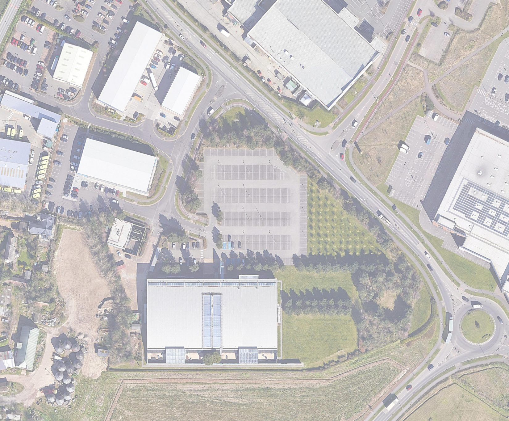 Satellite view of the site within Eurokent Business Park, showing Westwood Cross and the surrounding road network
